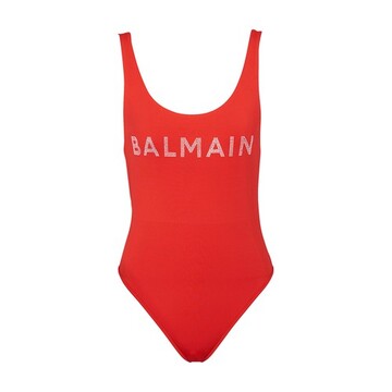 Balmain logo swimsuit in red