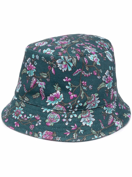 Isabel Marant logo floral bucket hat - Blue