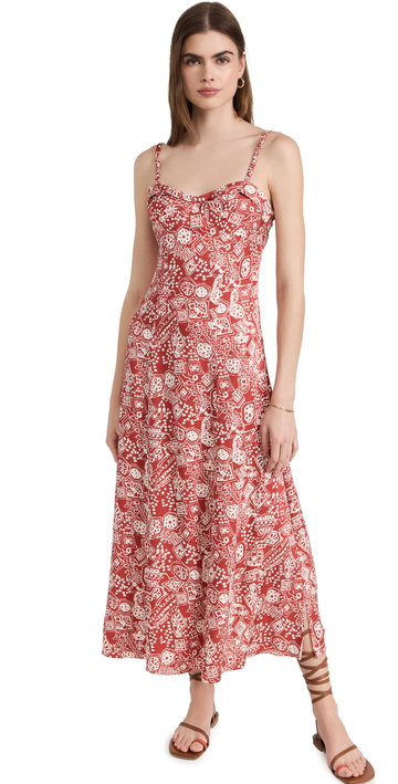 Rebecca Taylor Labyrinth Slip Dress in red / print