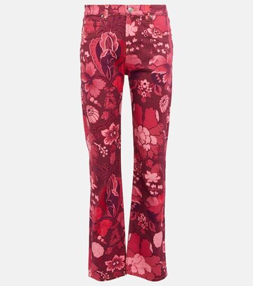 etro printed high-rise straight jeans in red