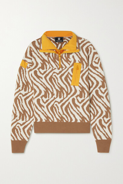 Cordova - The Banff Shell-trimmed Zebra-jacquard Merino Wool Sweater - Brown
