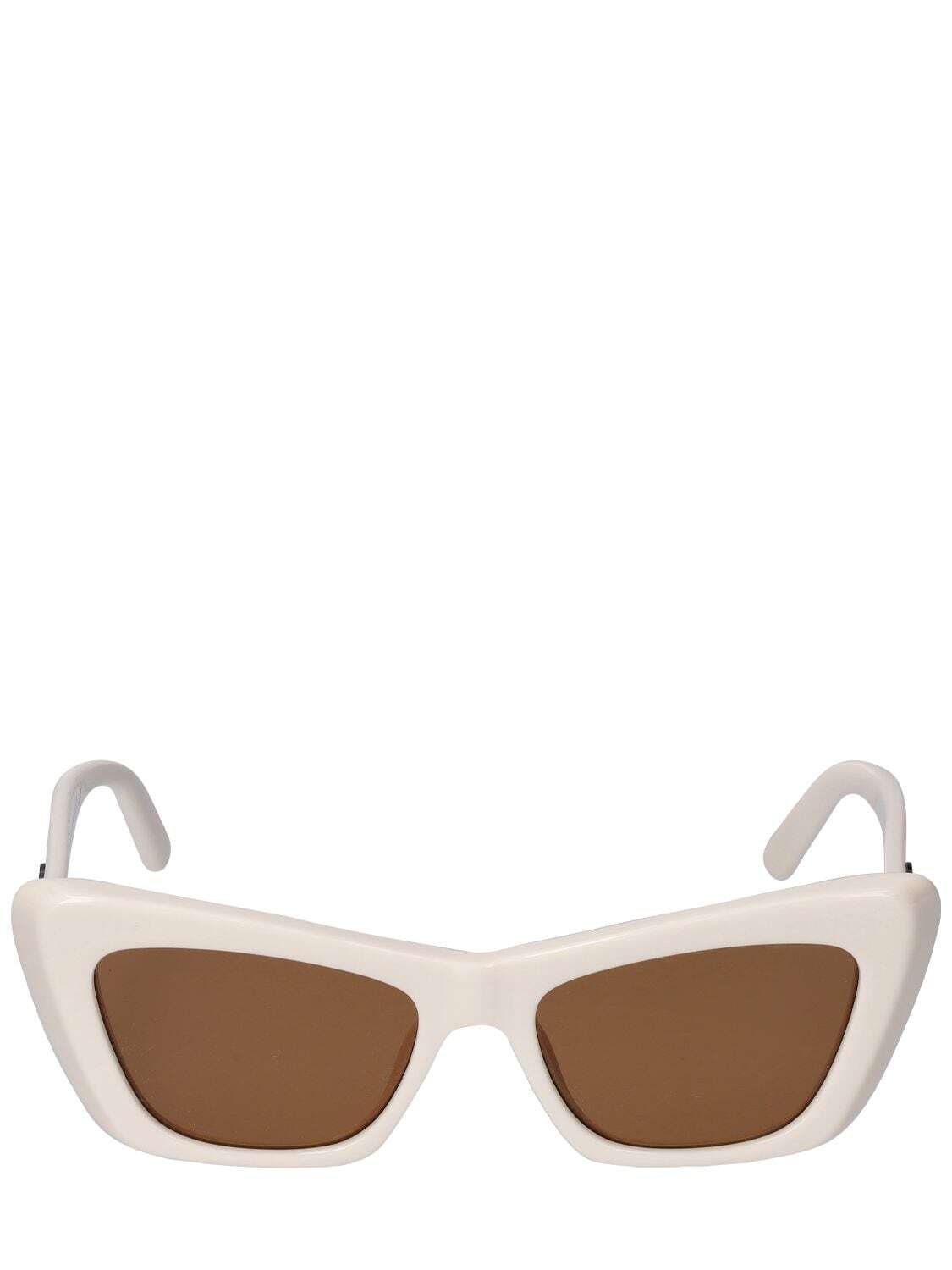 PALM ANGELS Hermosa Cat-eye Acetate Sunglasses in brown / white