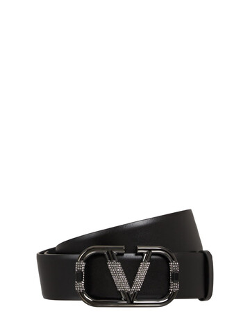 VALENTINO GARAVANI 40mm V Logo Signature Leather Belt in black