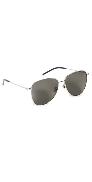 Saint Laurent Pilot Navigator Sunglasses in grey / silver
