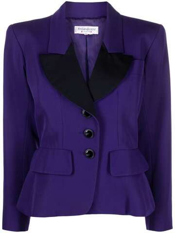 saint laurent pre-owned contrast-lapel single-breasted jacket - purple