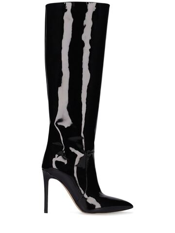 PARIS TEXAS 105mm Stiletto Patent Leather Tall Boots in black