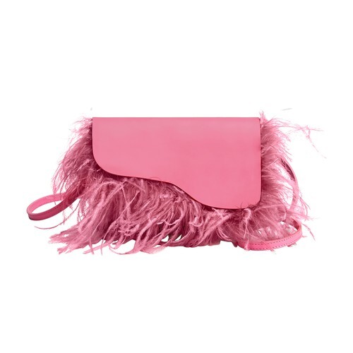 Atp Atelier Scarlino nappa/feathers pouch bag in pink