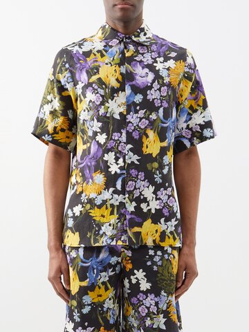 erdem - felipe floral-print linen shirt - mens - multi