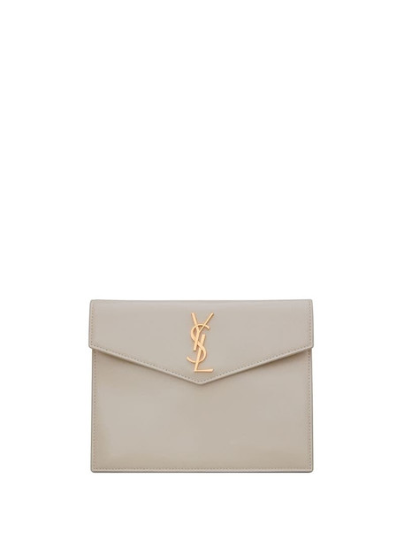 Saint Laurent UPTOWN BABY POUCH IN SHINY SMOOTH LEATHER in neutrals
