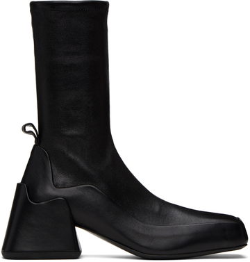jil sander black leather ankle boots