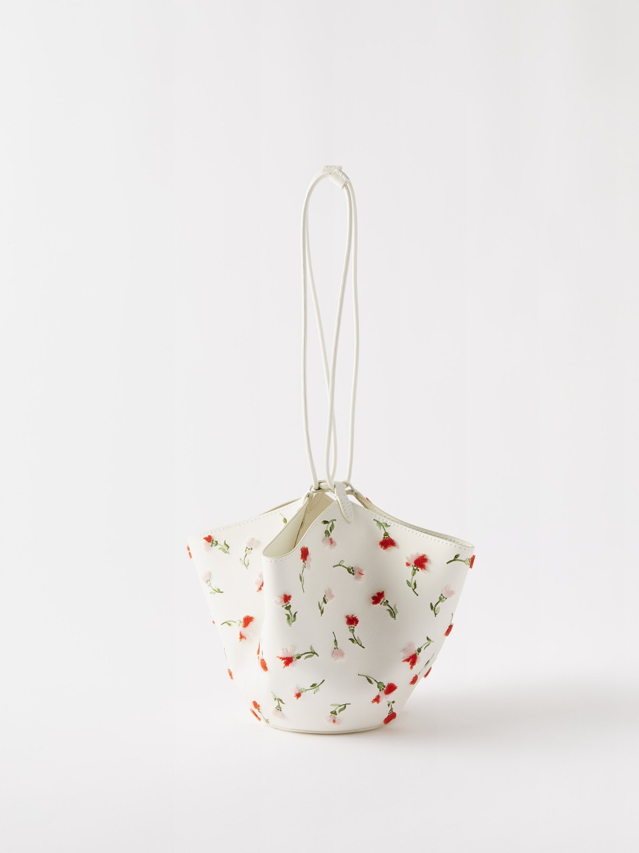 Khaite - Lotus Mini Embroidered Leather Handbag - Womens - White Multi