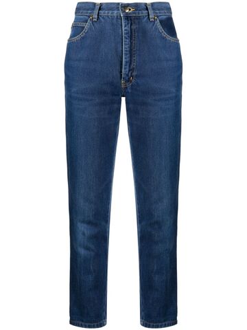saint laurent pre-owned 1990/2000s logo-embroidered straight-leg jeans - blue