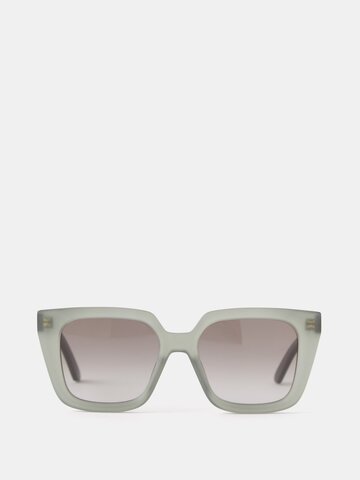 dior - diormidnight oversized square acetate sunglasses - womens - green grey