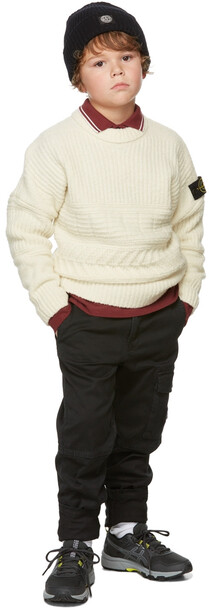 Stone Island Junior Kids Off-White Aran Knit Sweater