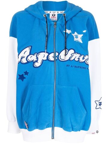 AAPE BY *A BATHING APE® AAPE BY *A BATHING APE® embroidered colour-block hoodie - Blue