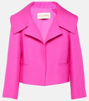 valentino cropped wool and silk jacket in pink