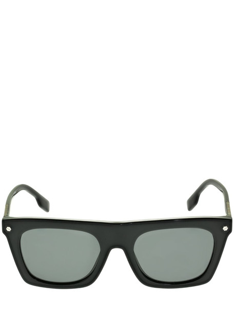 BURBERRY Check Motif Squared Acetate Sunglasses in black / grey