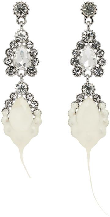 ottolinger silver & white diamond drop earrings