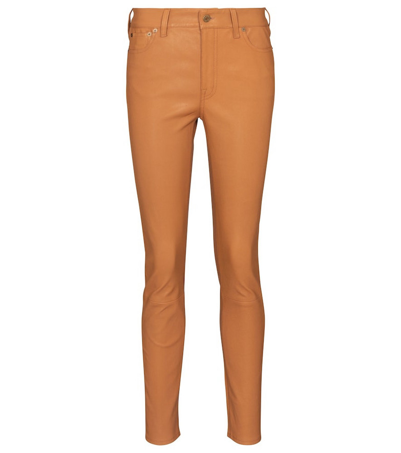 Polo Ralph Lauren High-rise slim leather pants in brown
