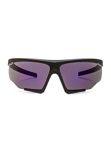 prada shield frame sunglasses in black