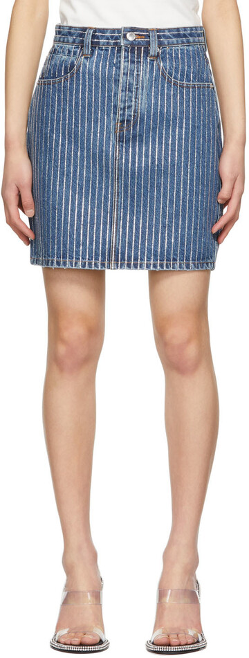 Alexander Wang Indigo Crystal Stripe Skirt in blue