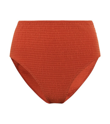 Totême Smocked high-rise bikini bottoms in red