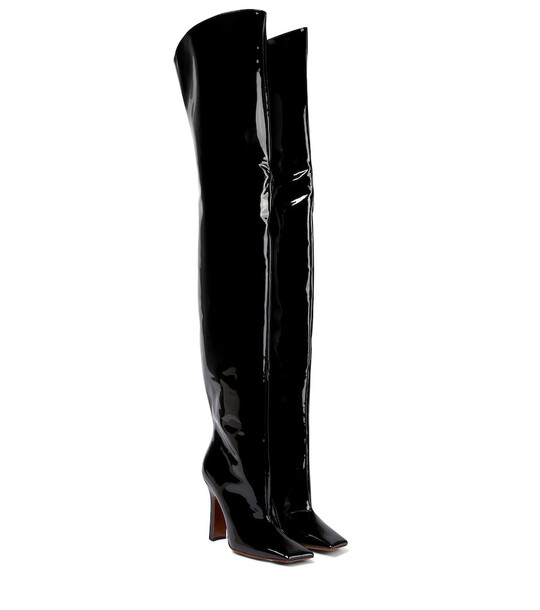 Vetements Boomerang leather over-the-knee boots in black