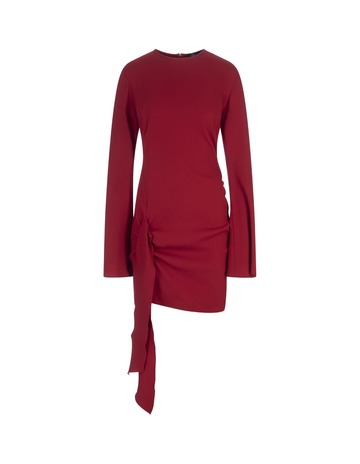 Blumarine Red Short Dress With Long Sleeves And Bow Detail in noir