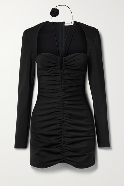 Magda Butrym - Appliquéd Ruched Crepe Mini Dress - Black