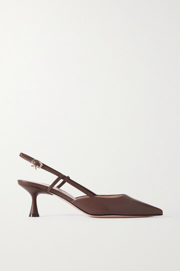 gianvito rossi - ascent 55 leather slingback pumps - brown