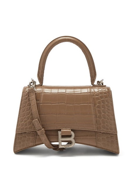 Balenciaga - Hourglass Small Crocodile-effect Leather Bag - Womens - Beige