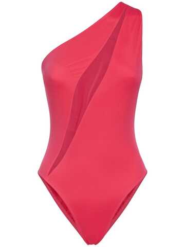 VERSACE Stretch Tech One Shoulder Swimsuit in fuchsia