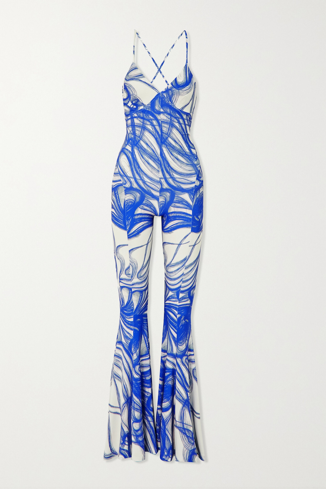 Norma Kamali - Printed Stretch-jersey Jumpsuit - Blue