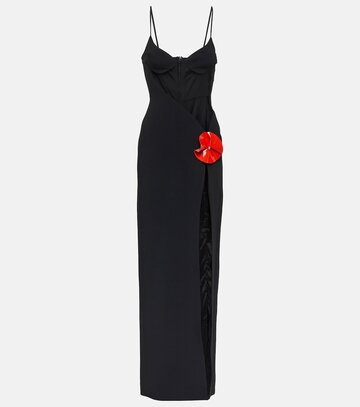 david koma floral-appliqué cady gown in black