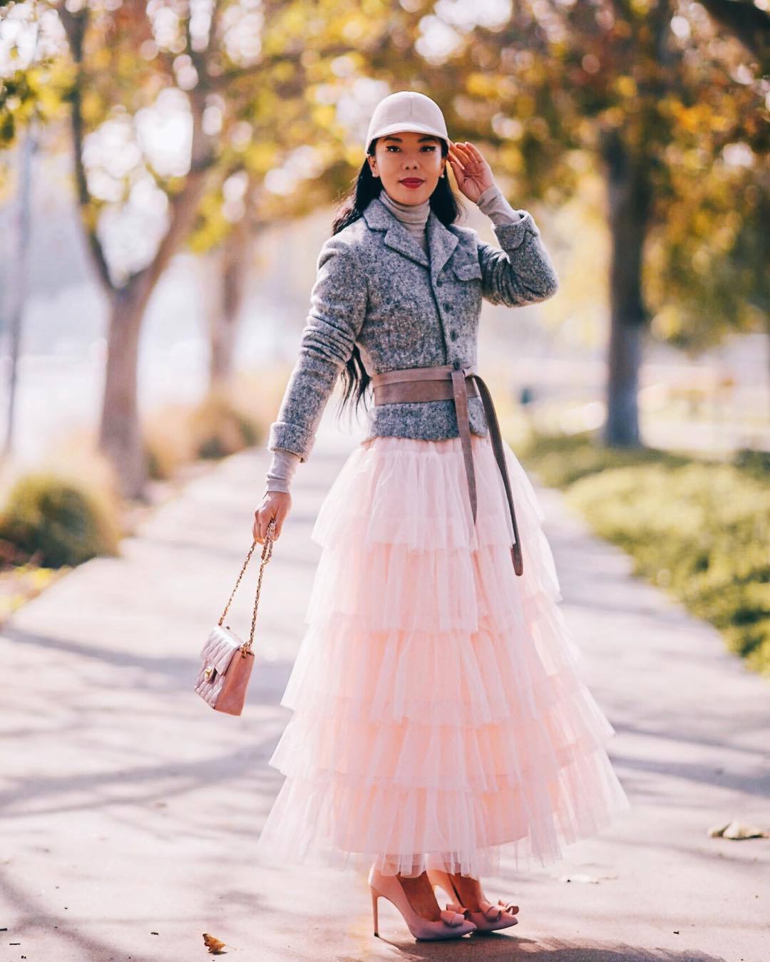 blazer with tulle skirt