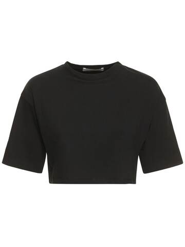 THE FRANKIE SHOP Karina Cropped Cotton Jersey T-shirt in black