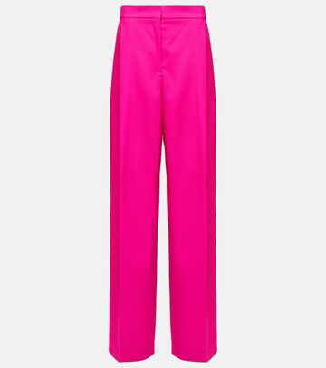 oscar de la renta pleated high-rise wool and mohair pants in pink