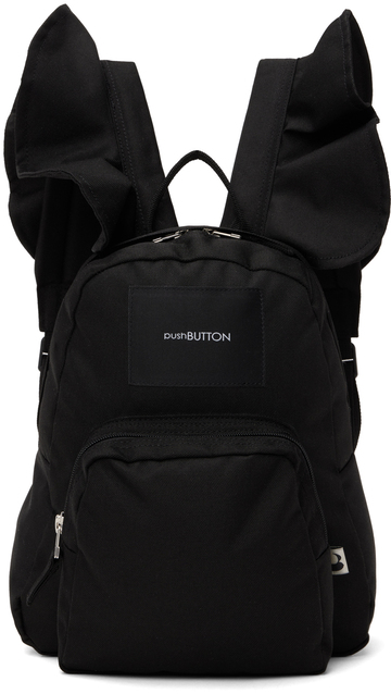 pushbutton black wing strap backpack
