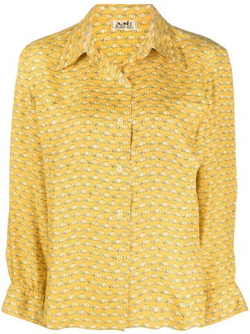hermès pre-owned printed silk shirt - yellow