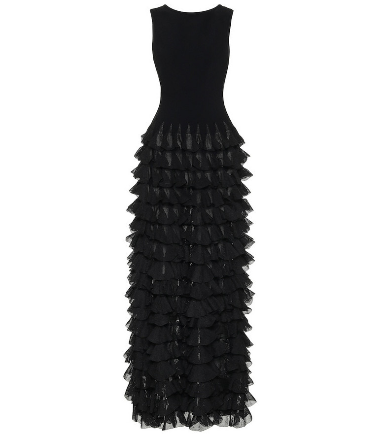 Alaïa Ruffled maxi dress in black