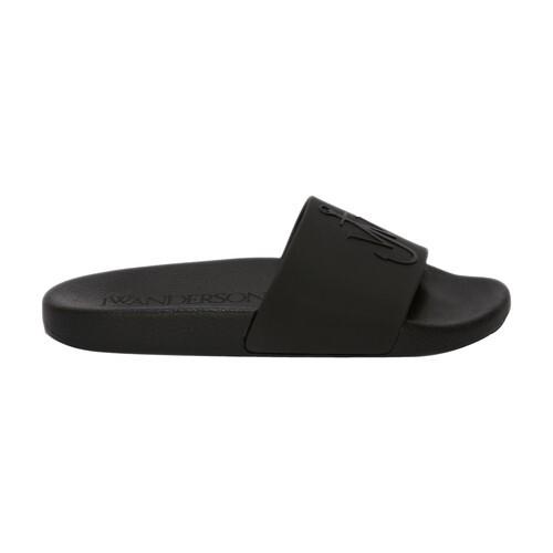 Jw Anderson Pool Slides Anchor Embroidery in black