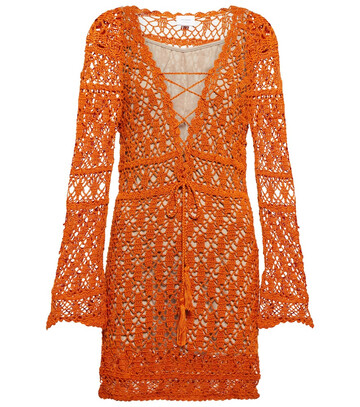 Anna Kosturova Bianca crochet cotton minidress in orange