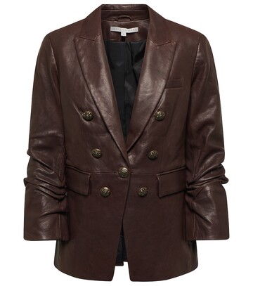 Veronica Beard Oneta Dicky leather blazer in brown