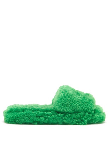 bottega veneta - teddy shearling slides - womens - green
