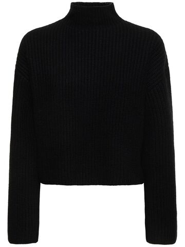 loulou studio faro high neck cashmere sweater in black