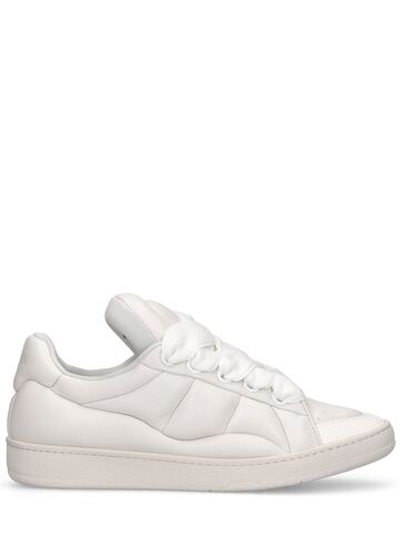 lanvin xl curb leather low top sneakers in white