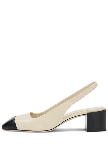 AEYDE 45mm Alessia Leather Slingback Pumps in black / cream