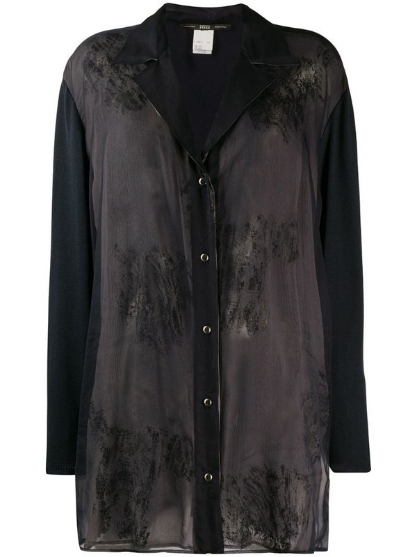 Gianfranco Ferré Pre-Owned 1990s stained effect sheer shirt in blue
