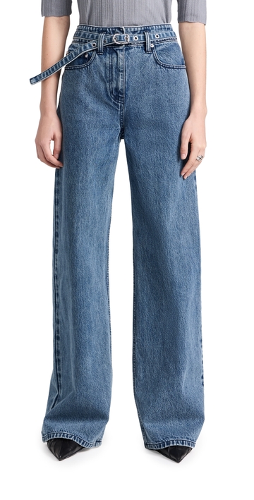 3.1 phillip lim denim wide leg belted jeans blue 10