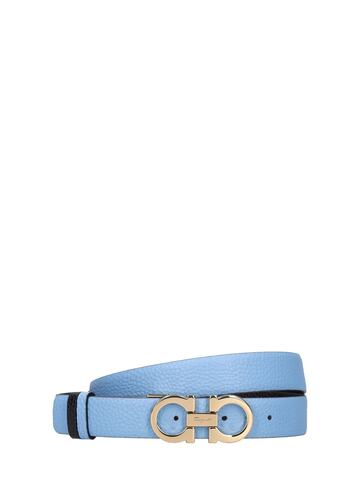 SALVATORE FERRAGAMO 2.5cm Gancini Reversible Leather Belt in blue